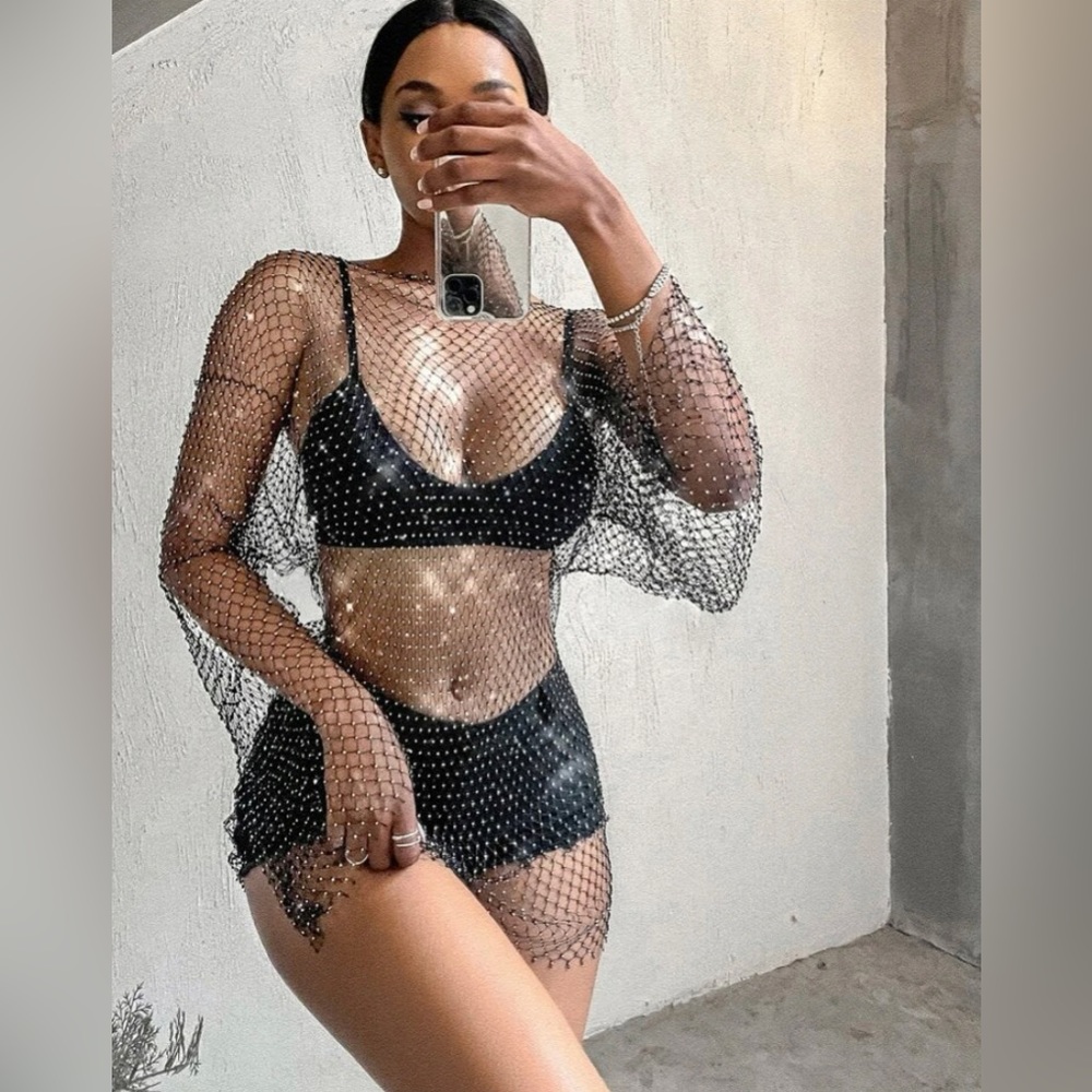 Rhinestone tunic long sleeve